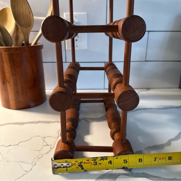 Vintage MCM Danish Teak Nissen Langaa 3 or 4 Bottle Wine Holder Signed - Picture 10 of 10